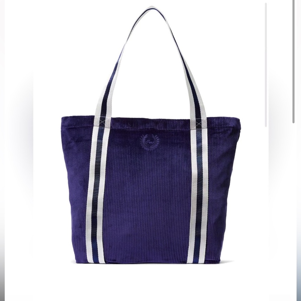 Victoria Secret Zippered Velour Navy Tote Bag